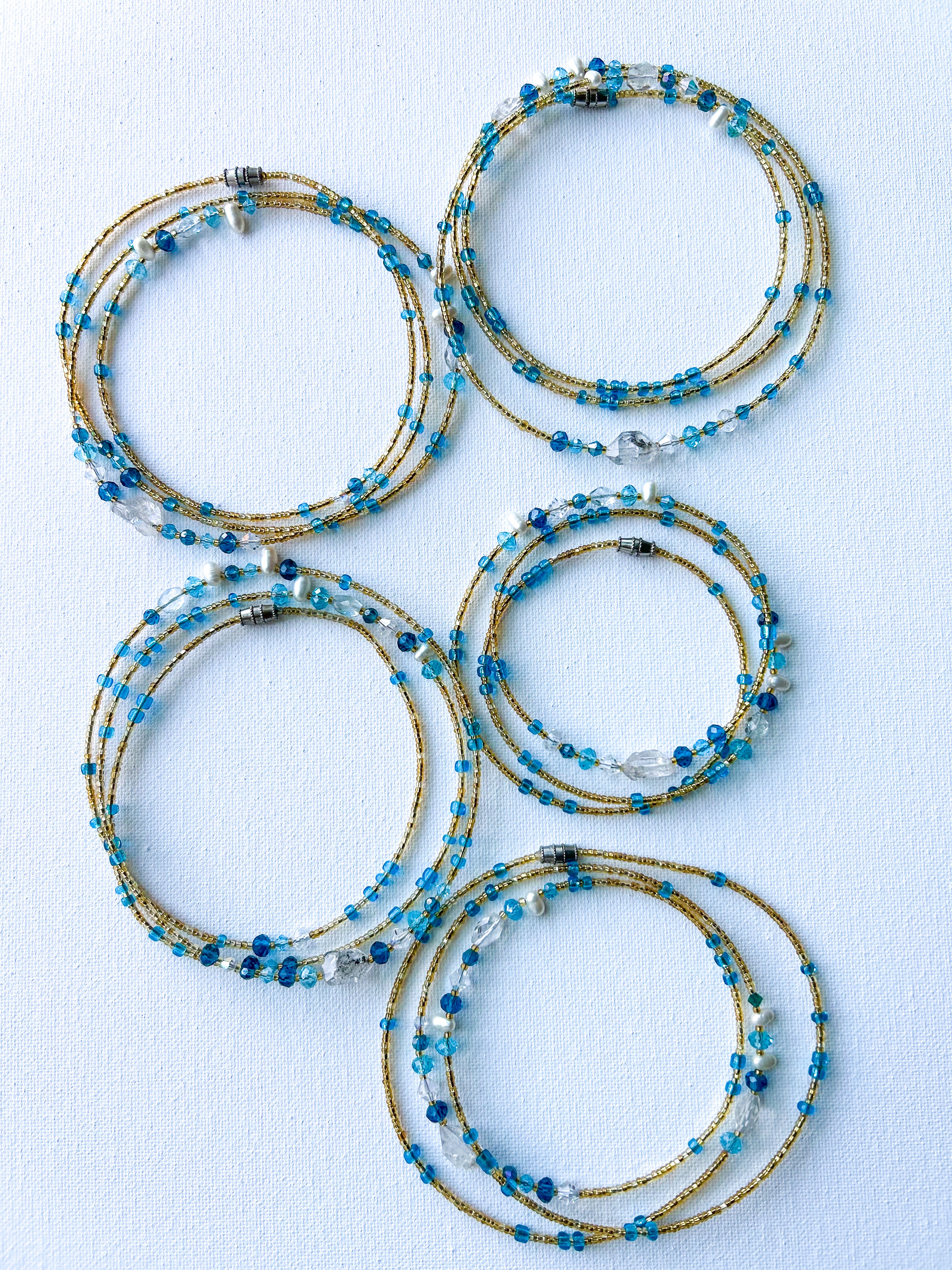 Aquamarine and Herkimer Diamond Waist Bead