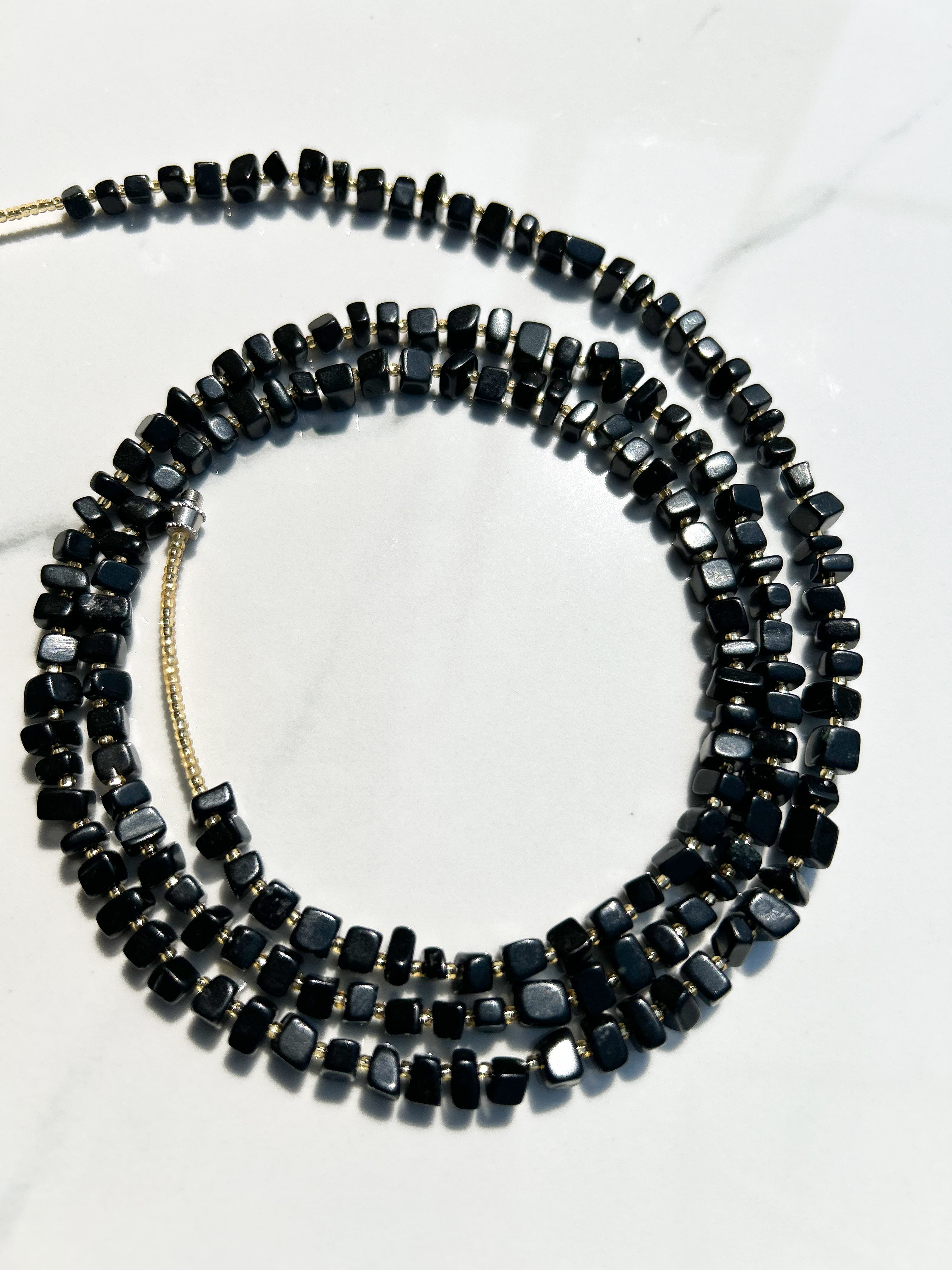 All Black Tourmaline Waist Bead